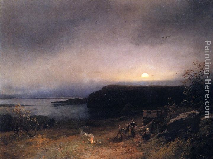Campfire in Moonlight painting - Herman Herzog Campfire in Moonlight art painting Campfire in Moonlight painting - Herman Herzog Campfire in Moonlight art painting